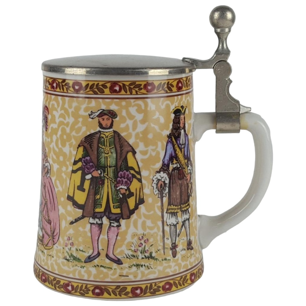 [458133286] BMF Bierkrug Bierseidel mit Zinndeckel Motiv H 16,4 cm