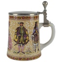 BMF Bierkrug Bierseidel mit Zinndeckel Motiv H 16,4 cm