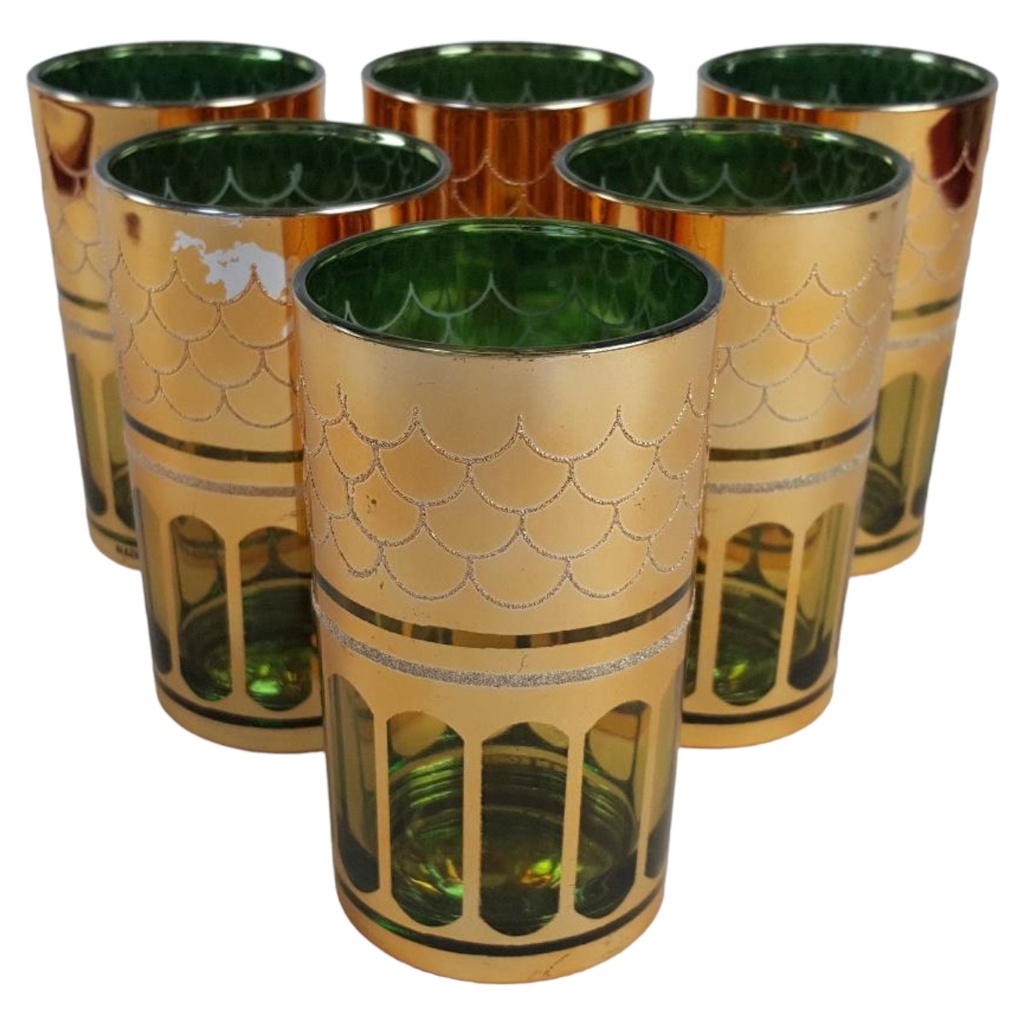 [458133336] 6er Set edle Wassergläser Tringläser mit Golddekor 0,2 L