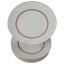 5er Set Kuchenteller Dessertteller Goldrand 19,9 cm Bareuther Waldsassen Form 640 Reliefdekor gebraucht - gut