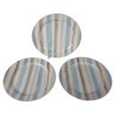 3er Set Speiseteller D 27 cm Keramik blau braun grau cremeweiß Streifen Design