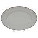 Steakplatte Goldrand Bavaria 32x22 cm Bareuther Weiß gebraucht - gut