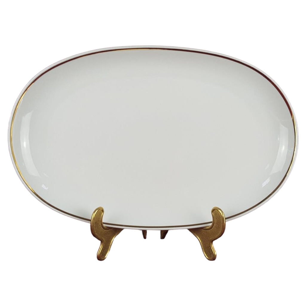 [458138620] Beilagenplatte Steakplatte Goldrand Bavaria 30 cm Weiß gebraucht - gut