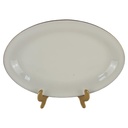 Steakplatte Goldrand Bavaria 32x21 cm Porzellan Elfenbein gebraucht - gut