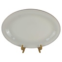Steakplatte Goldrand Bavaria 34x24 cm Porzellan Elfenbein gebraucht - gut
