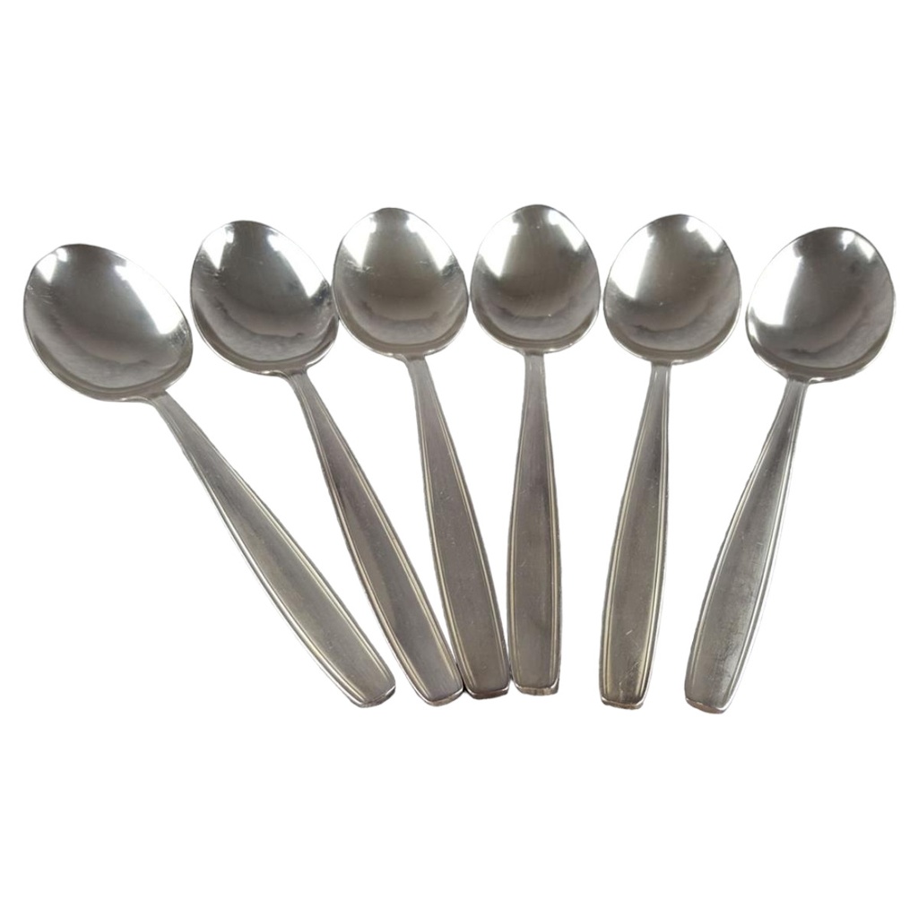 [458138974] 6er Set Auerhahn Esslöffel Löffel 90 versilbert L 19,7 cm Vintage Retro