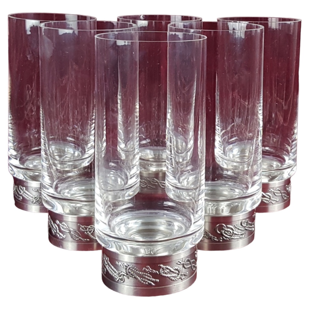 [458139836] 6er Set Röders Gläser Zinn Trinkglas H 15,5 cm