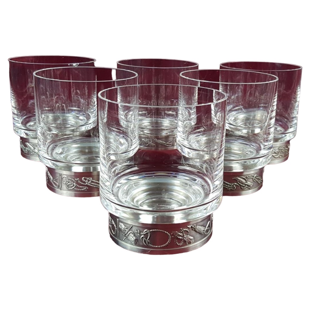 [458139837] 6er Set Röders Gläser Whiskeygläser Trinkgläser Zinn H 10 cm