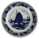 Blauw Delfts Distel handgemalt Wandteller Segelboot Segelschiff D 16,2 cm