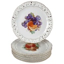 6er Set Kuchenteller Teller Golddekor Durchbrucharbeit 19,4 cm Waldershof Bavaria gebraucht - gut