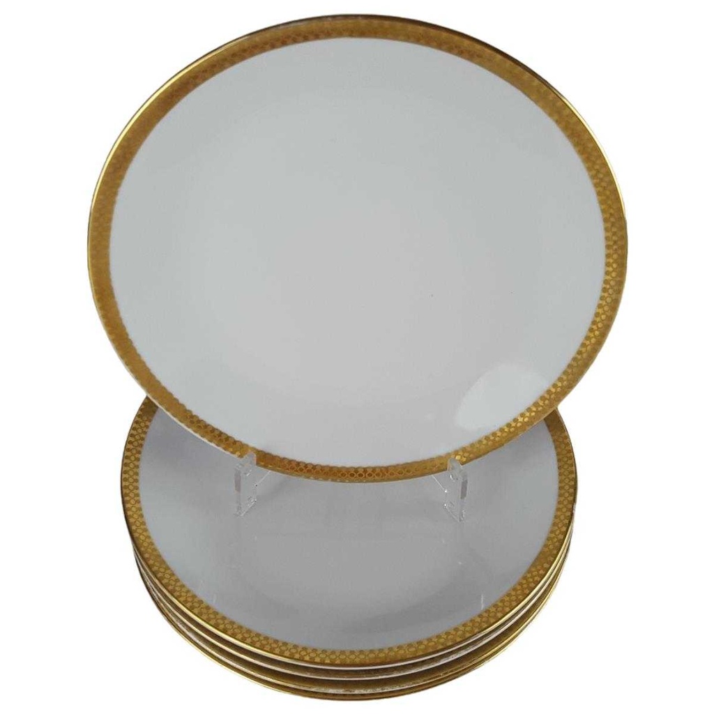 [458140758] 5er Set Kuchenteller Dessertteller Goldrand 19 cm Kahla Weiß gebraucht - gut