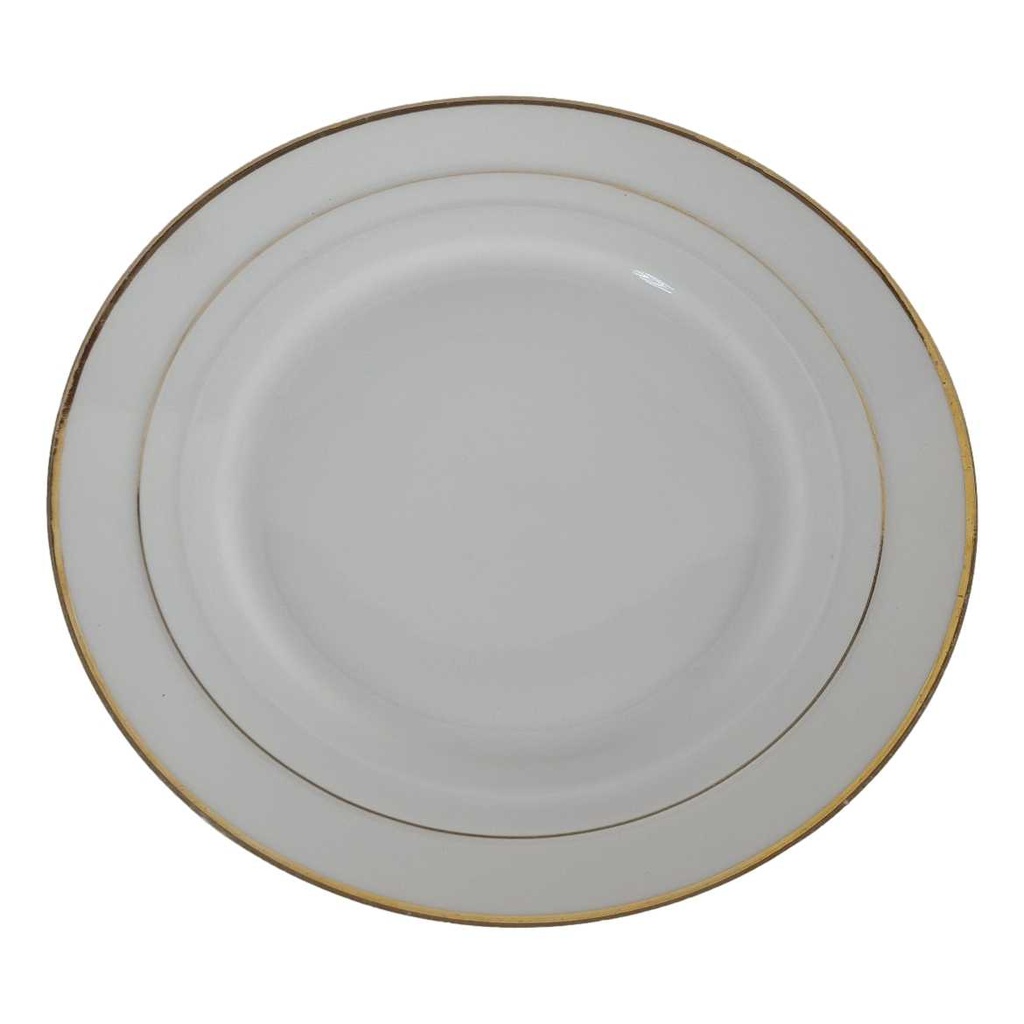 [458140761] 5er Set Kuchenteller Dessertteller Goldrand 18,5 cm Mitterteich Form 14004 Weiß Bavaria gebraucht - akzeptabel