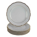 6er Set Speiseteller Essteller Goldrand 23,9 cm Triptis Porzellan weiß gebraucht - gut