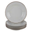 6er Set Suppenteller Goldrand 22,3 cm Mitterteich weiß Bavaria gebraucht - gut