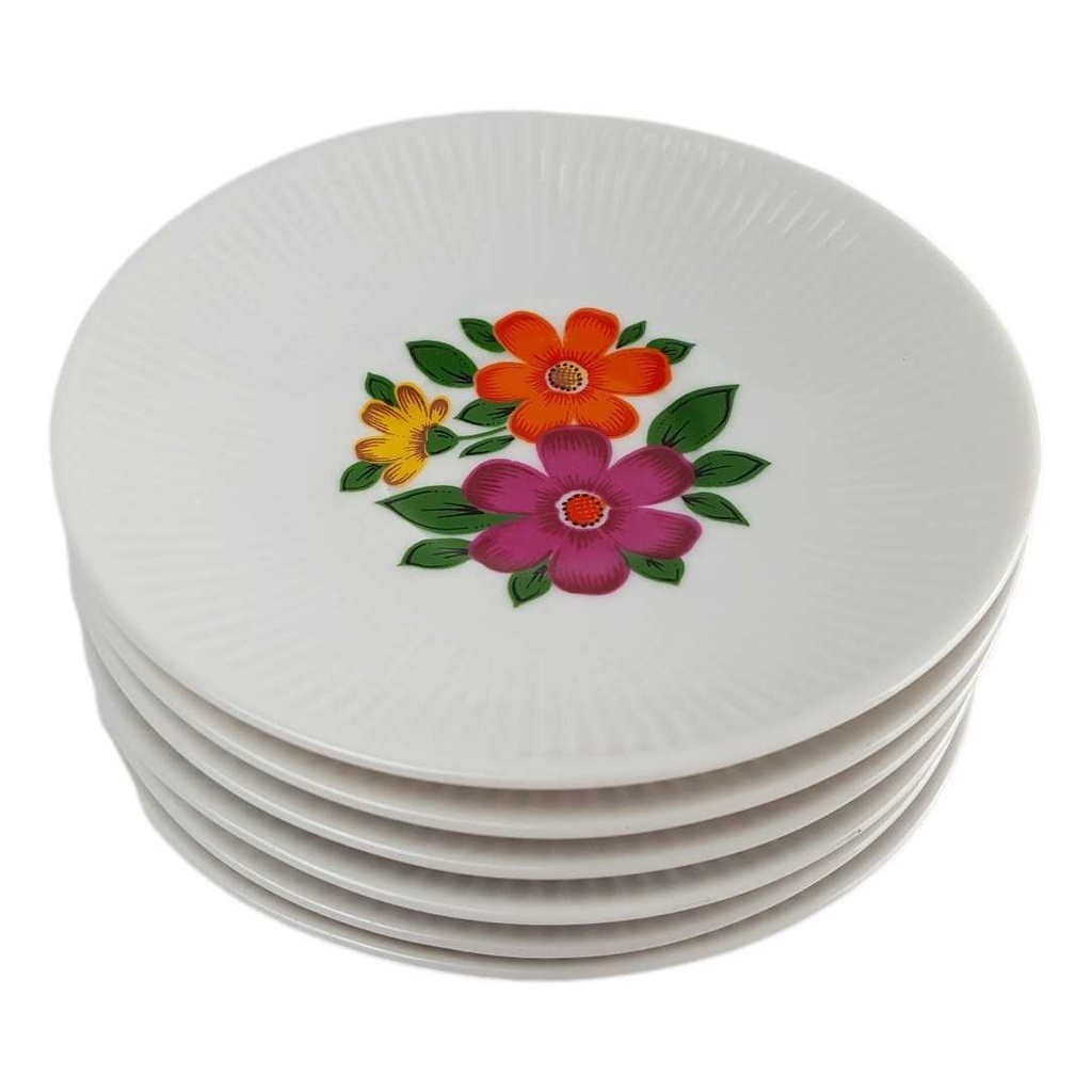 6er Set Kuchenteller Dessertteller Teller mini 11,5 cm Winterling Marktleuthen bunte Blumen Bavaria gebraucht - gut