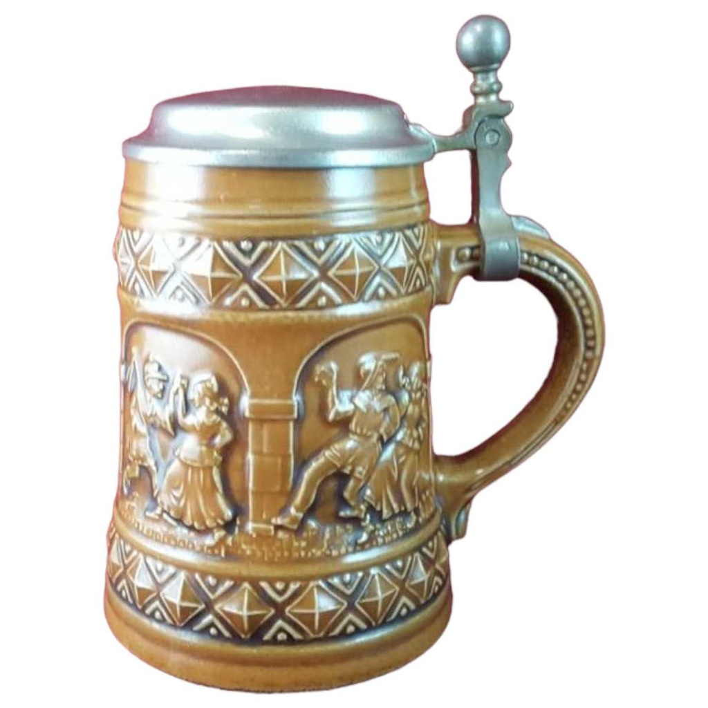 [45815305] Bierkrug mit Zinndeckel 0,5 L Gerz Gerzit gebraucht - gut
