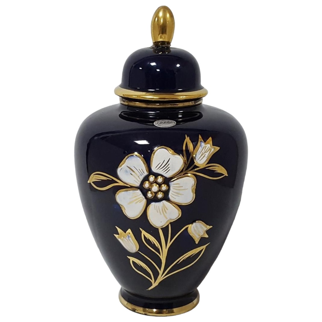 Vase Deckelvase 25 cm BH Geschenke Blau gebraucht - gut