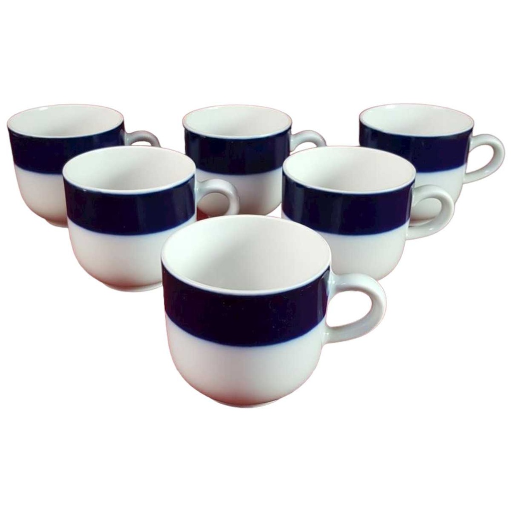 [45816254] 6er Set Mokkatasse Tasse Espressotasse Winterling Kirchenlamitz Scharffeuer Echt Kobalt Blau gebraucht - gut