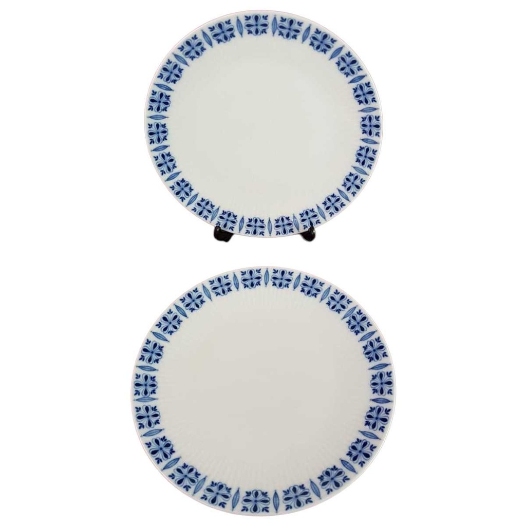 2er Set Kuchenteller Dessertteller Frühstücksteller 100 Jahre 20,3 cm Bareuther Waldsassen blau Band gebraucht - akzeptabel