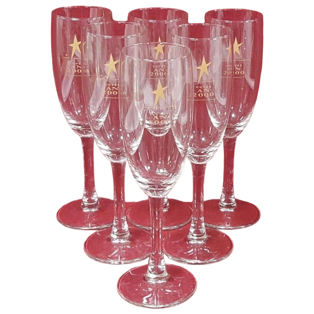 [45816360] 6er Set Cuvée an 2000 Champagner Gläser Sektgläser mit Karton H 19,3 cm