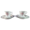 2er Set Kaffeetasse Kaffeegedeck Kaffeeset Komplett 3tlg Eschenbach Escorial Rosa Blütenranke gebraucht - akzeptabel