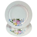 2er Set Kuchenteller Dessertteller 19,3 cm Graf von Henneberg Rillenrand mit Blumendekor Blumen gebraucht - akzeptabel