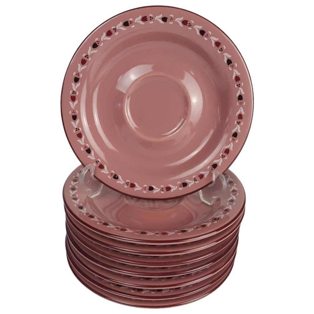 8er Set Keramik Blumendekor altrose Untertassen D 15,2 cm