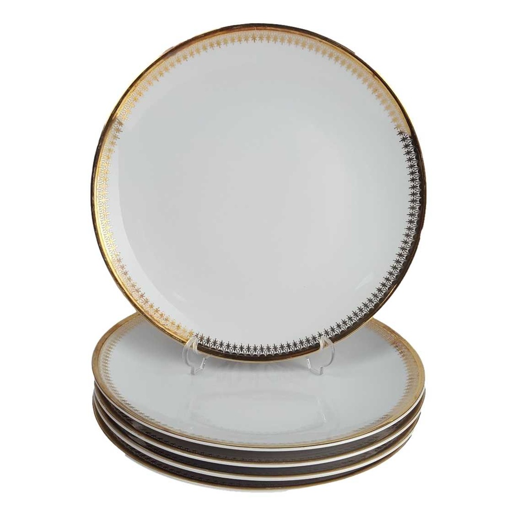 [458164180] 5er Set Speiseteller Essteller Goldrand Golddekor 24,2 cm Winterling Kirchenlamitz gebraucht - gut