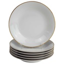 6er Set Suppenteller Goldrand 22,3 cm Seltmann Weiden Vohenstrauß weiß gebraucht - gut