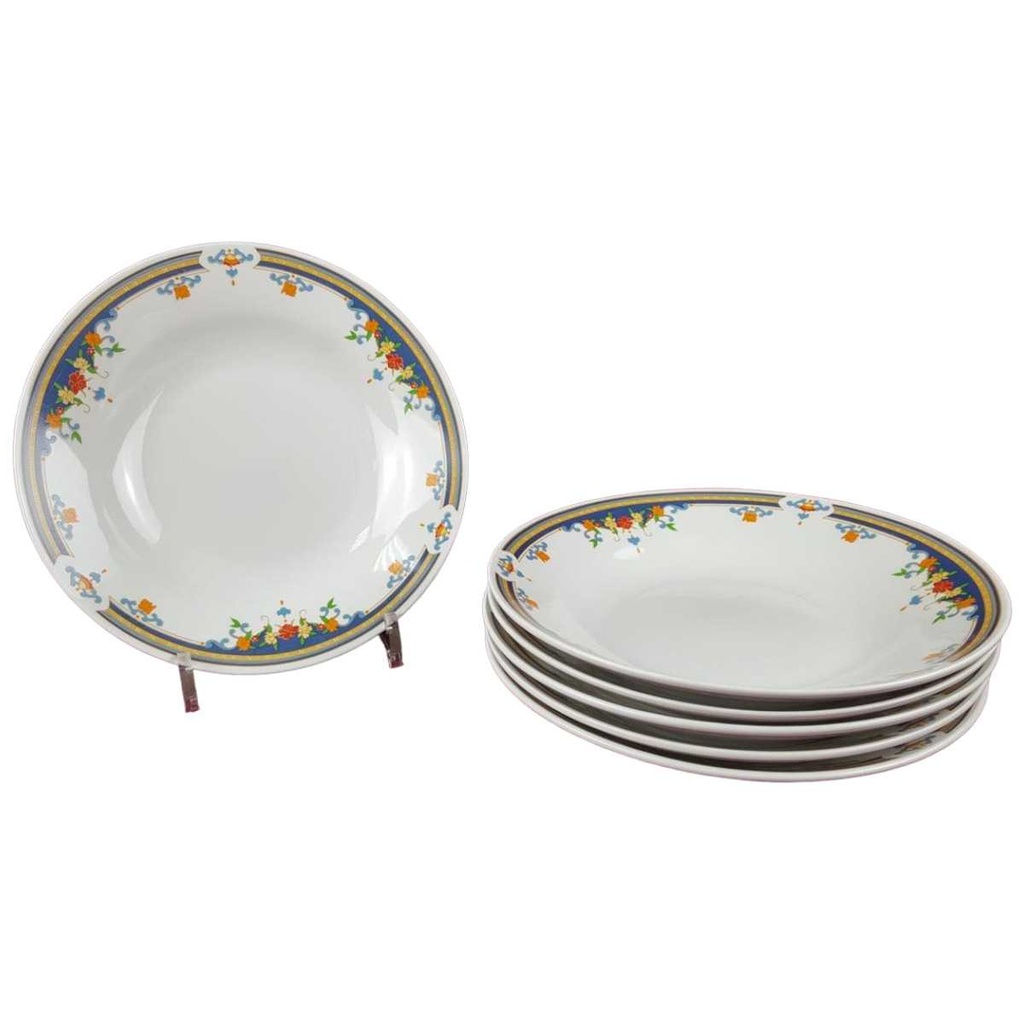 [45816423] 6er Set Suppenteller 22,8 cm China Pearl Bunte Blumen gebraucht - gut