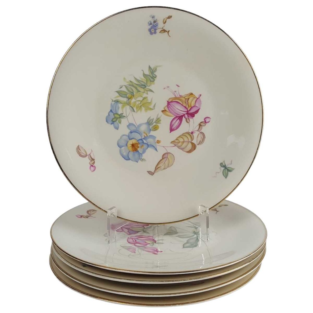 [458164266] 5er Set Kuchenteller Dessertteller 19,6 cm Heinrich Anmut Orchidee Selb gebraucht - akzeptabel