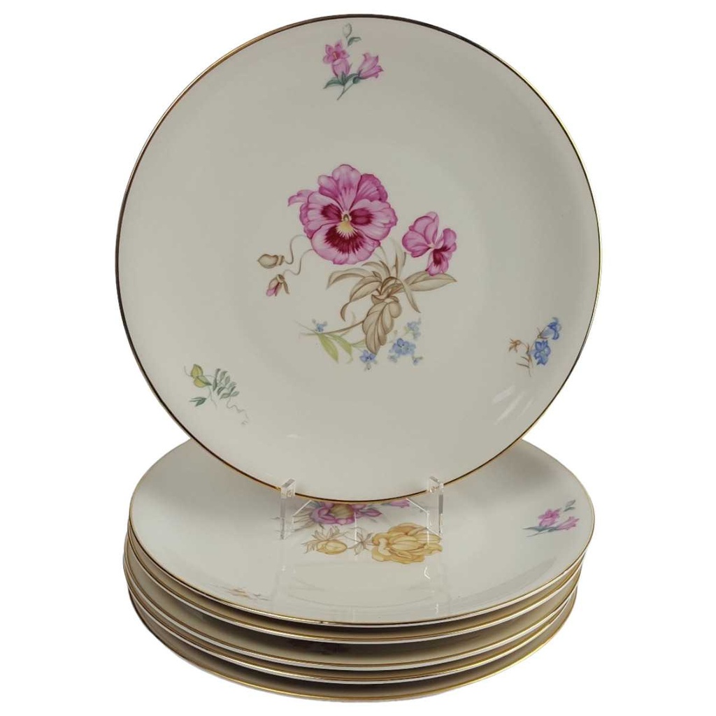 [458164267] 6er Set Speiseteller Essteller 25,2 cm Heinrich Anmut Orchidee Selb gebraucht - gut