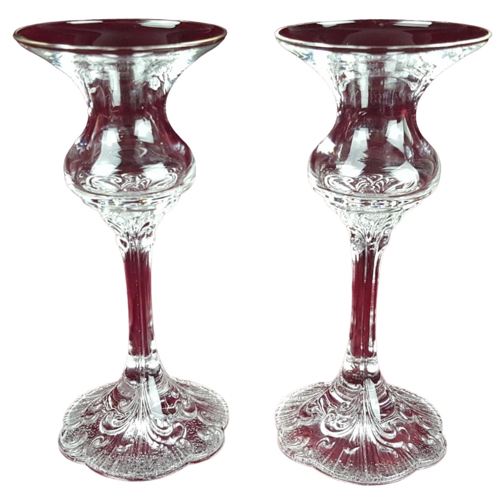 2er Set Kerzenhalter Kerzenständer Glas H 15,5 cm