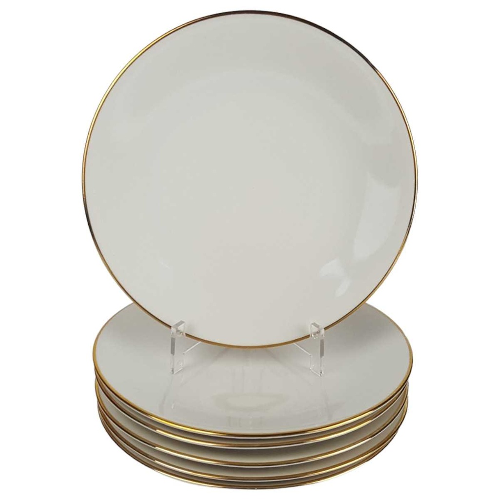 [458164326] 6er Set Kuchenteller Dessertteller Goldrand 19,5 cm Bareuther elfenbein 44 Beige Bavaria gebraucht - gut