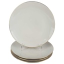 4er Set Kuchenteller Dessertteller Goldrand 19,6 cm Winterling Marktleuthen Elfenbein Beige Bavaria gebraucht - gut