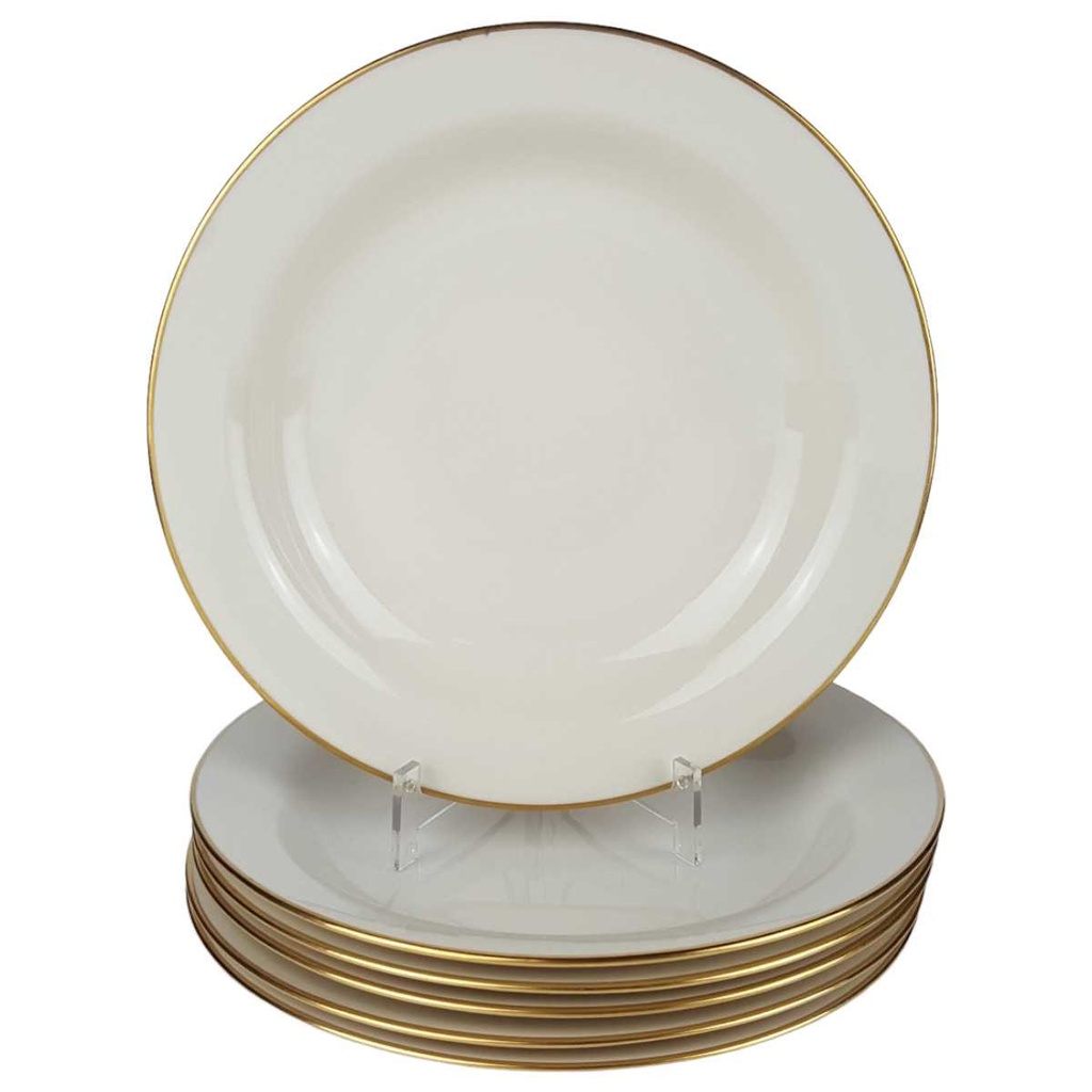 [458164340] 6er Set Suppenteller Goldrand 22,8 cm Zeh Scherzer Bavaria Germany elfenbein Beige gebraucht - gut