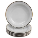 6er Set Suppenteller Goldrand 22,6 cm Bavaria Weiß gebraucht - gut