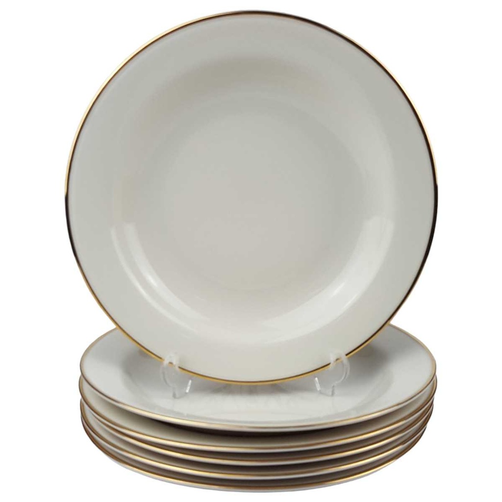 [458164459] 6er Set Suppenteller Goldrand 22,9 cm Winterling Röslau elfenbein Beige gebraucht - gut