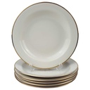 6er Set Suppenteller Goldrand 22,9 cm Winterling Röslau elfenbein Beige gebraucht - gut