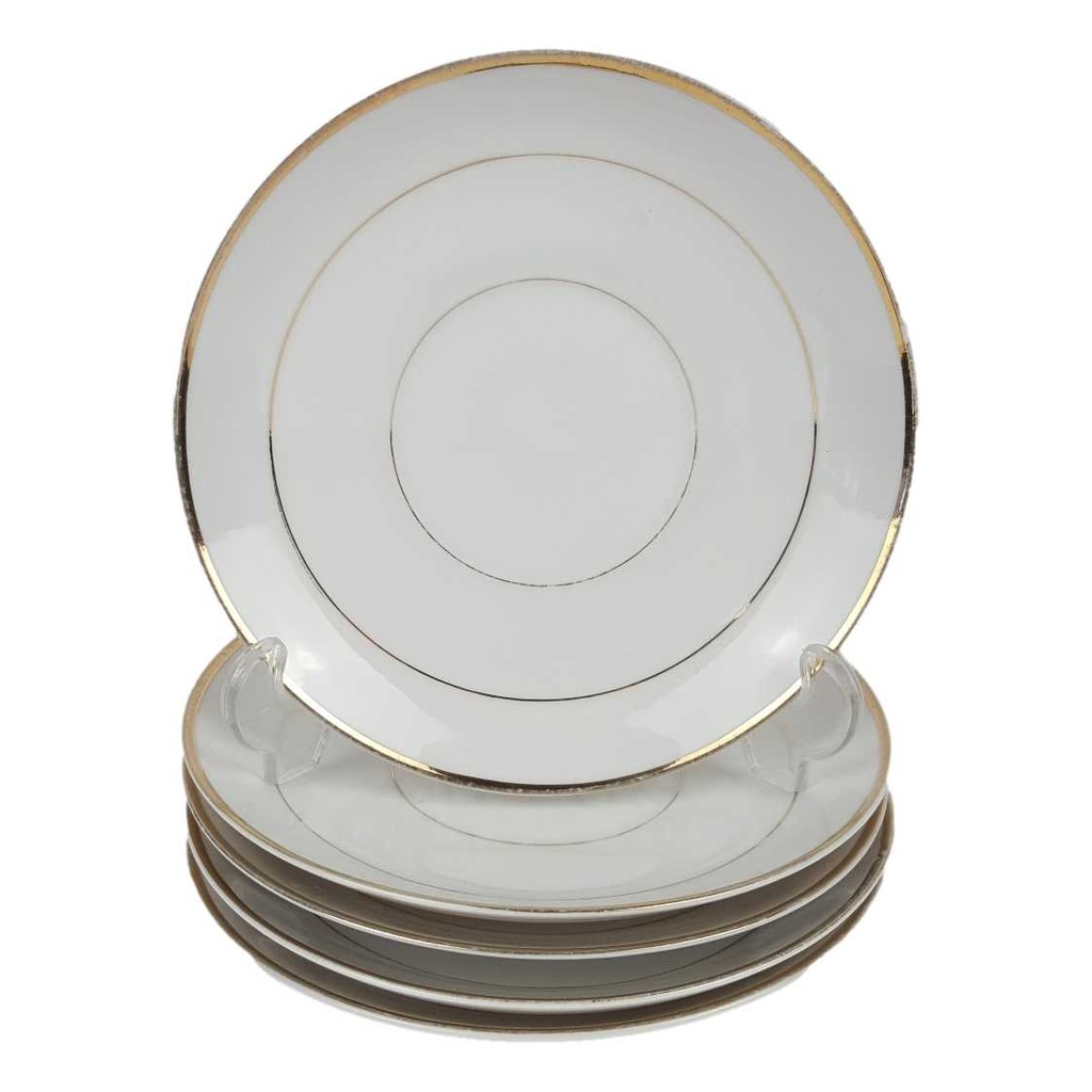 [458164463] 5er Set Untertasse Goldrand 14,1 cm Mitterteich Form 14004 Weiß Bavaria gebraucht - akzeptabel