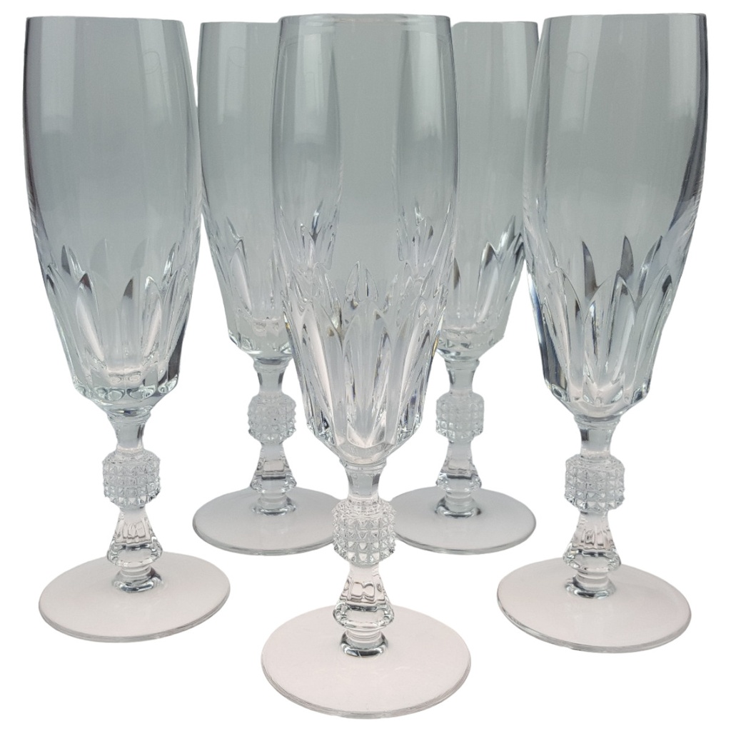 [458164745] 5er Set Sektgläser Sektglas auf Stiel Bleiskristall H 19,5 cm