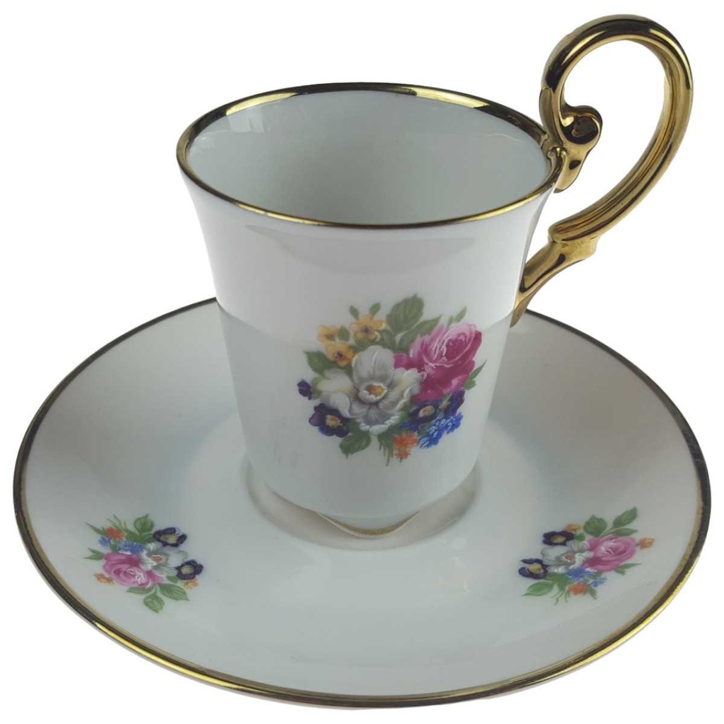 [458164758] 2er Set Espresso/Mokkatasse mit Untertasse Goldrand Seltmann Weiden Vohenstrauß gebraucht - gut