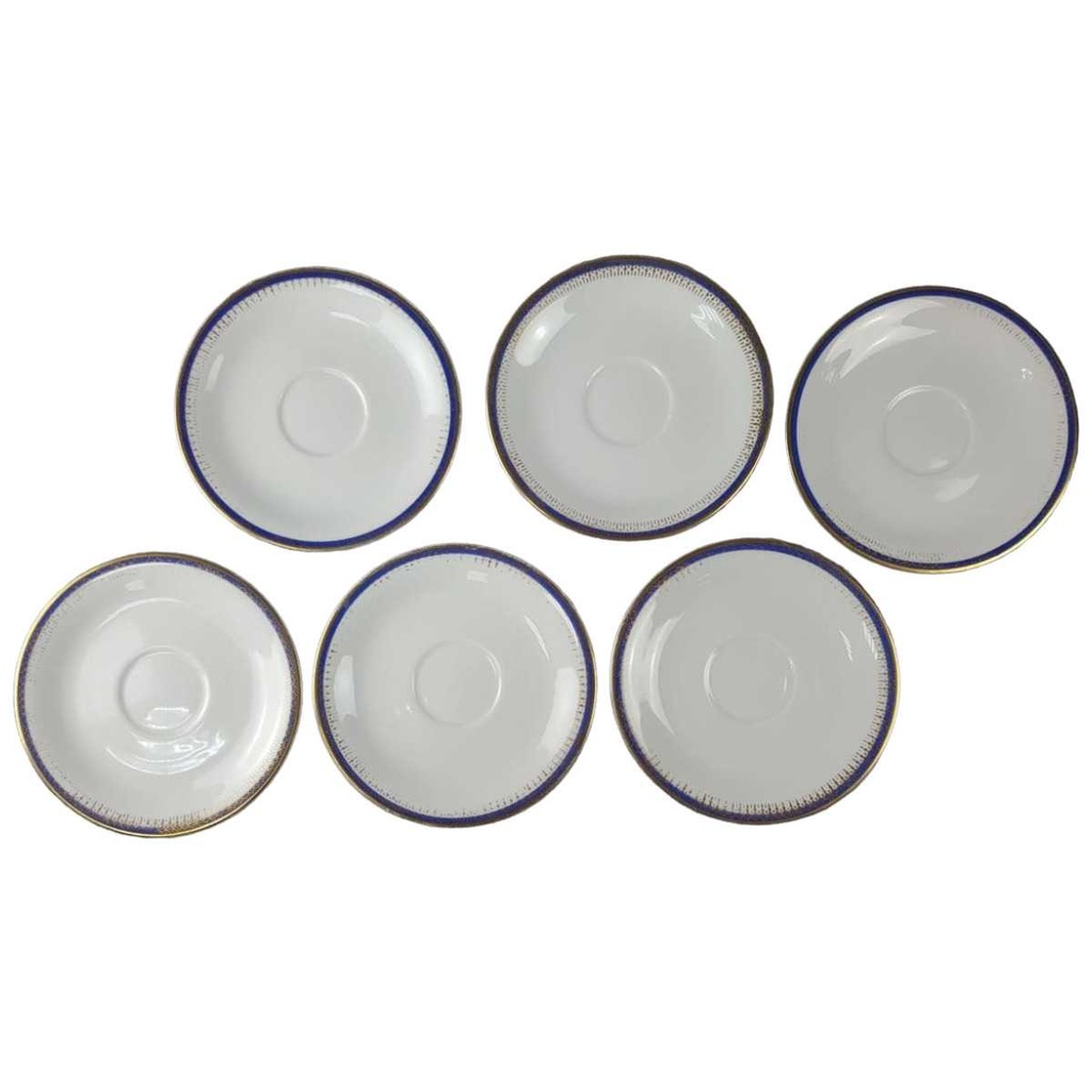 6er Set Untertasse für Kaffee 15 cm Seltmann Weiden Vohenstrauß Form 6397 Kobaltblau Gold Blau gebraucht - akzeptabel