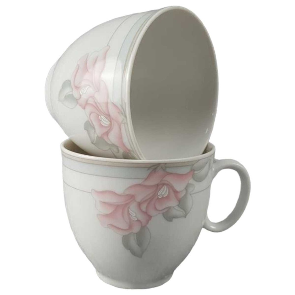 [45816525] 2er Set Kaffeetasse Tasse mini Eschenbach Valencia 1495 rosa Blumen gebraucht - akzeptabel