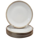6er Set Kuchenteller Dessertteller Goldrand 19,7 cm Hutschenreuther Golddekor Elfenbein Beige gebraucht - gut