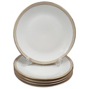 6er Set Kuchenteller Dessertteller Goldrand 19,7 cm Hutschenreuther Golddekor Elfenbein Beige gebraucht - gut
