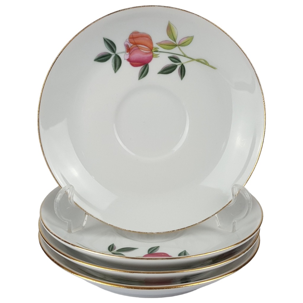 [458166061] 4er Set Untertasse Goldrand 14 cm Zeh Scherzer Blumendekor Blumen gebraucht - gut