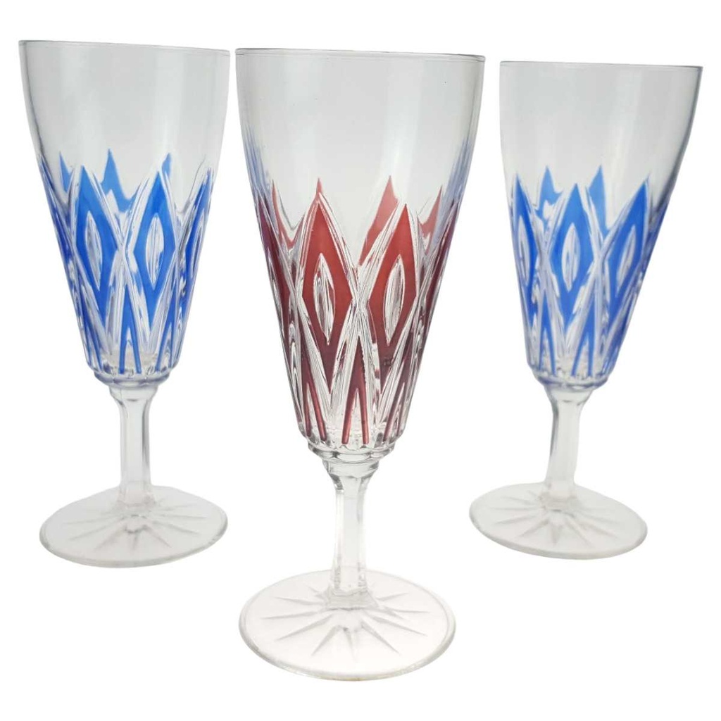 [458166162] 3er Set Weinglas Sektglas Sektgläser Proseccogläser Remis France Rot-Blau