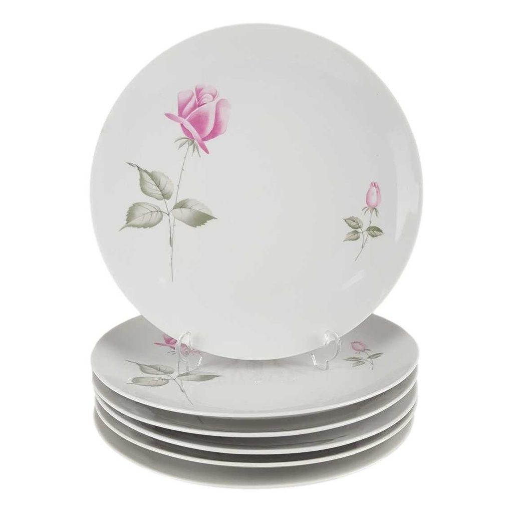 [458166709] 6er Set Speiseteller Essteller 24,2 cm Schaller Rosendekor Bavaria gebraucht - gut