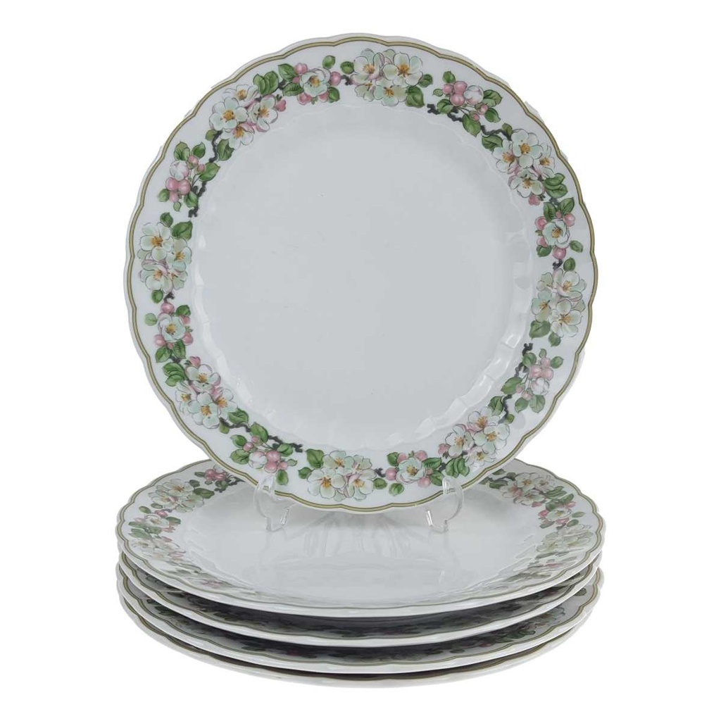 [458167172] 5er Set Speiseteller Essteller 24,3 cm Eschenbach Blumenranke gebraucht - akzeptabel